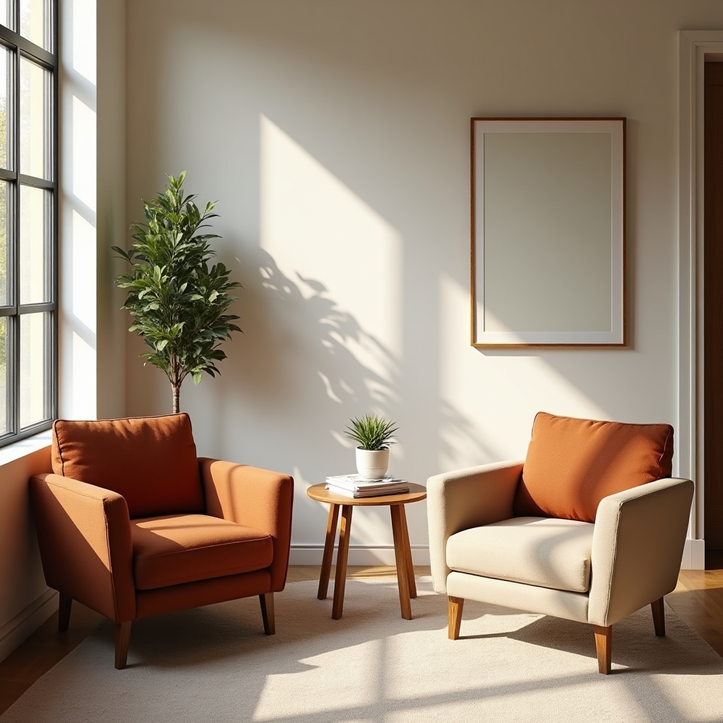 Calm reception area with seating and natural light, used as a reference model for check-in redesign work